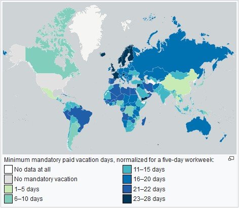 average working hours per week by country