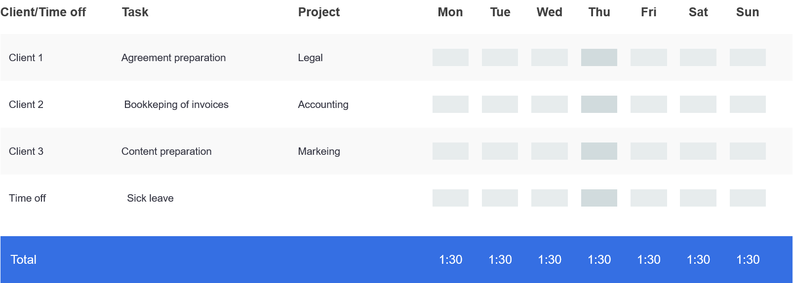 timesheet for accountants