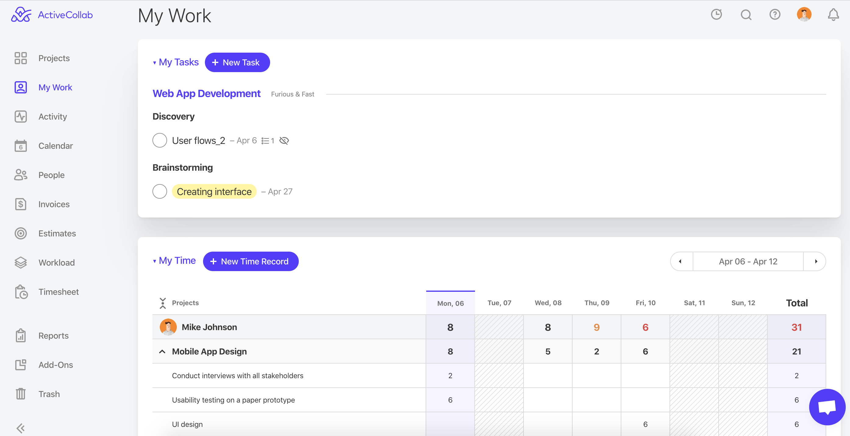 ActiveCollab billable time software