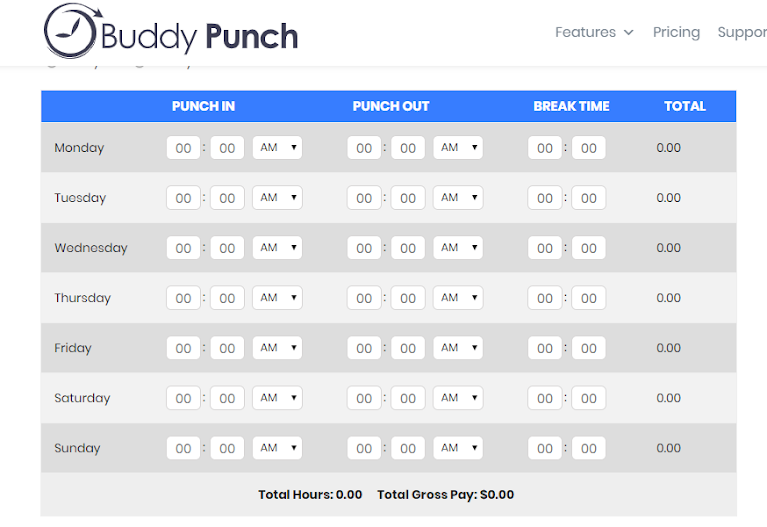 buddy punch time card calculator