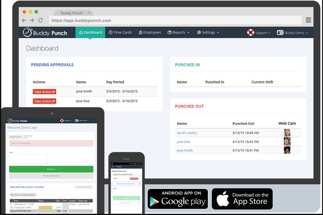 buddyPunch mobile time tracking