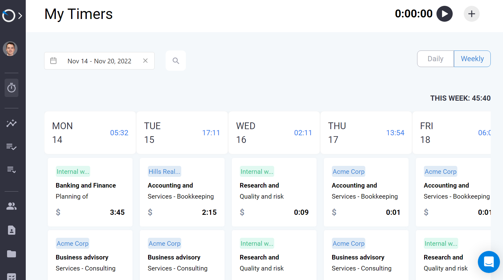 weekly time tracking