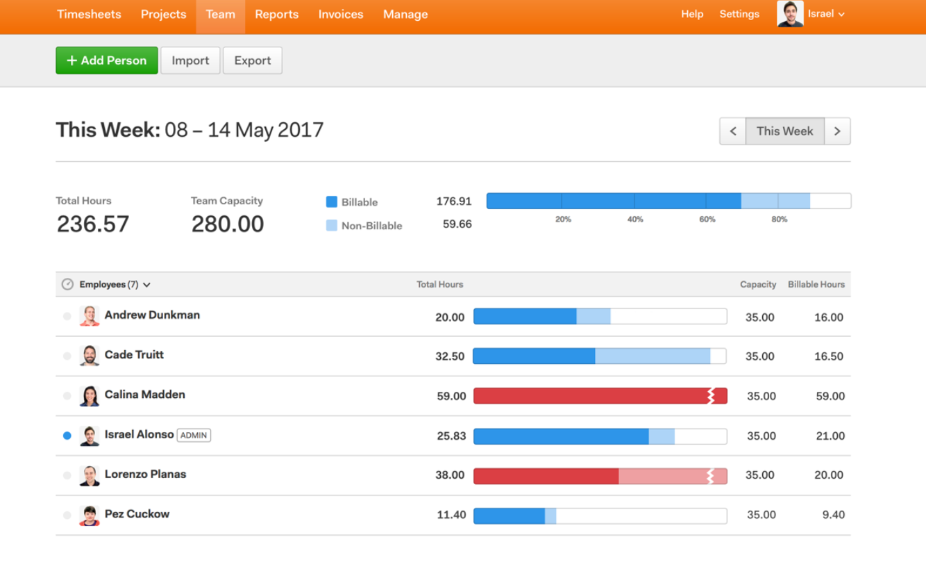 harvest employee time tracking app