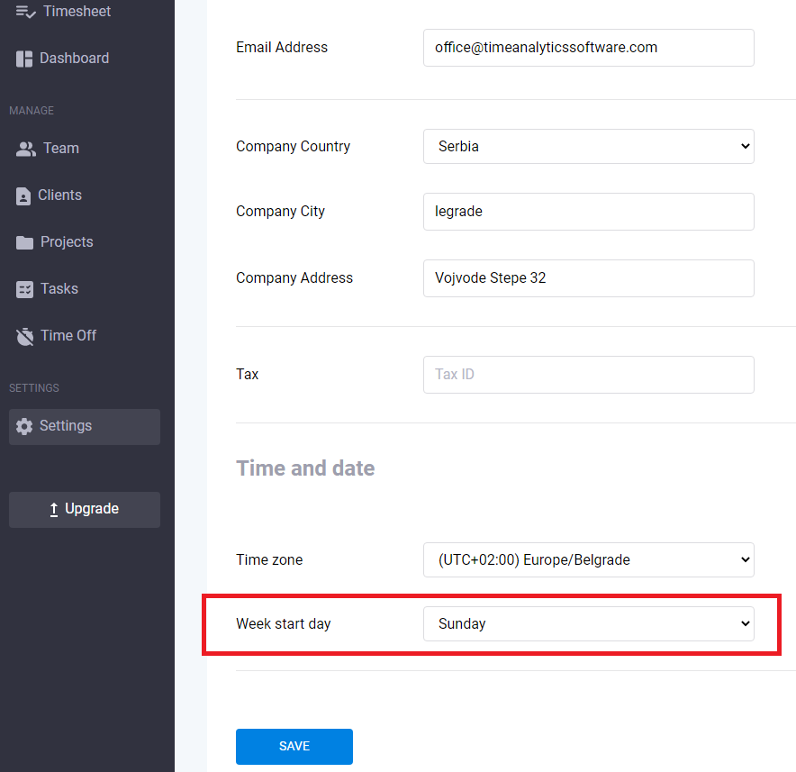 How to change week day start