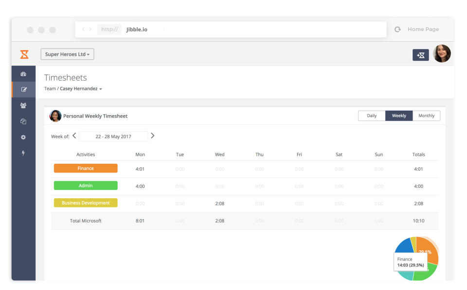 Jibble timesheet tracking software