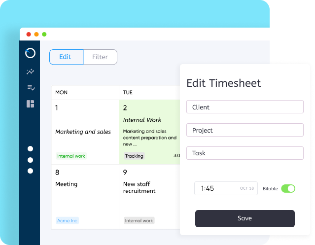 Access informative timesheets for valuable insights