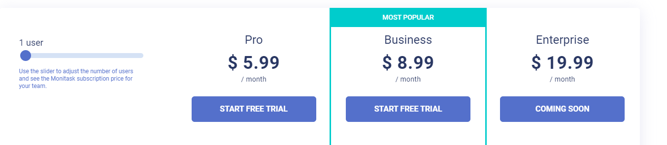 Monitask pricing plan