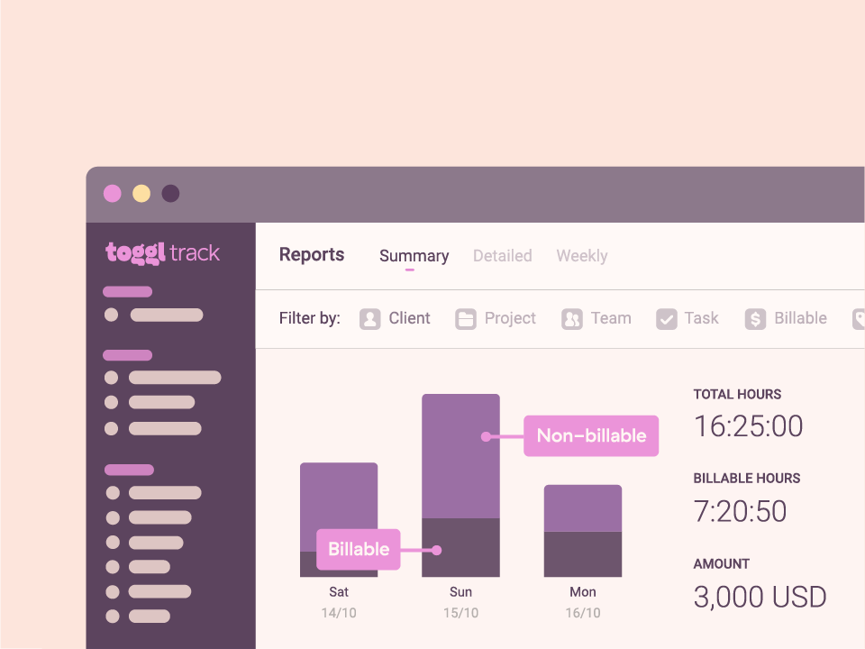 toggl timesheet reporting software 