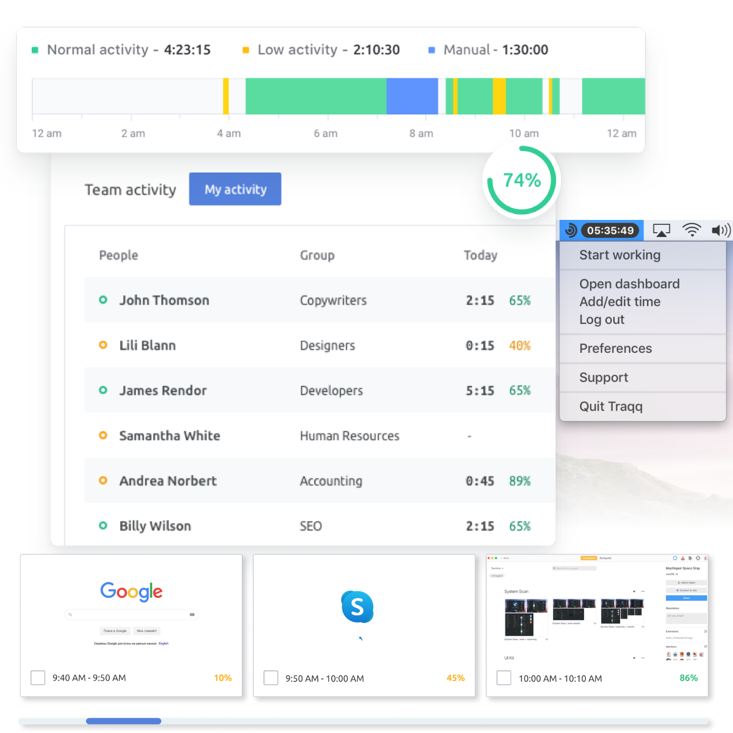 time tracking for billable hours traqq