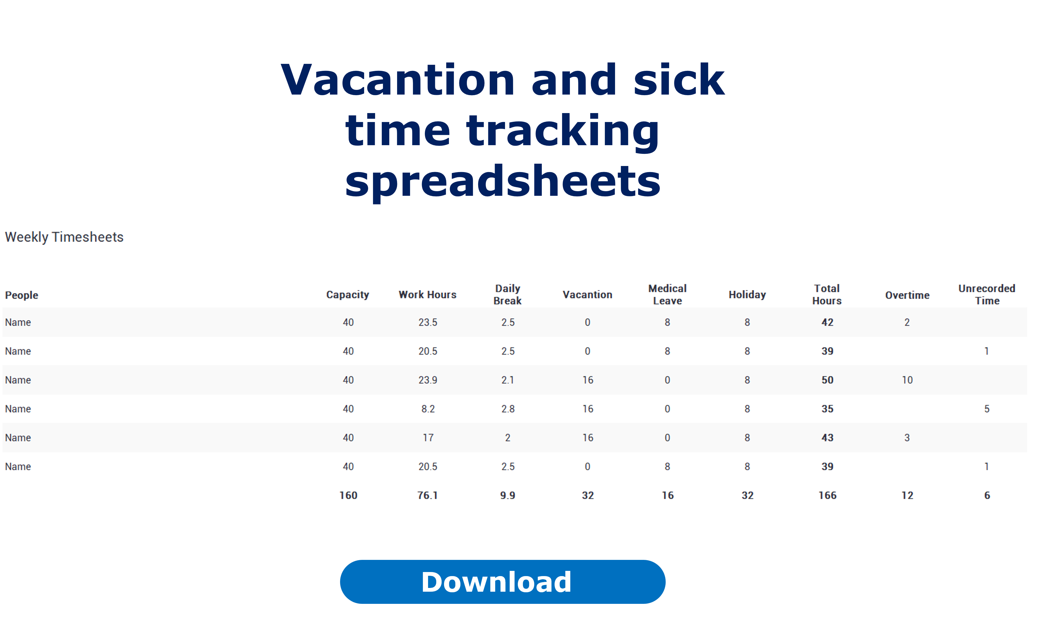 Vacation and sick time tracking spreadsheets